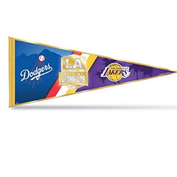 2020 LA Dodgers Lakers City of Champions Championship Felt Soft Pennant - Picture 3 of 4
